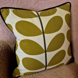 Orla Kiely Olive Cushion with Black Back and Piping