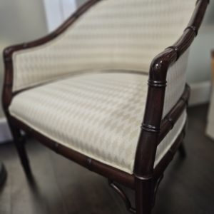 Mid 20th Century Carved Elm Faux Bamboo Pair Tub Chairs