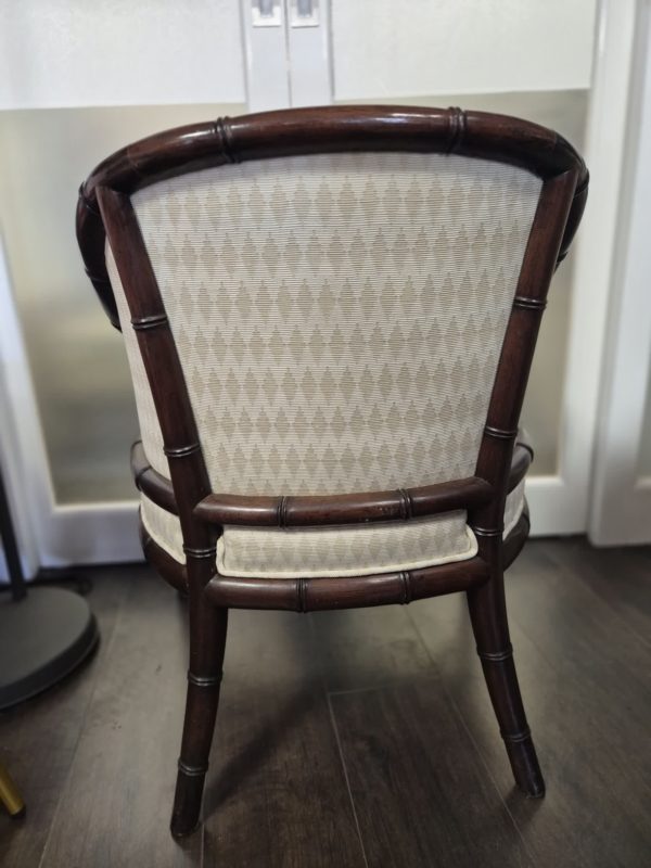 Mid 20th Century Carved Elm Faux Bamboo Pair Tub Chairs - Image 7