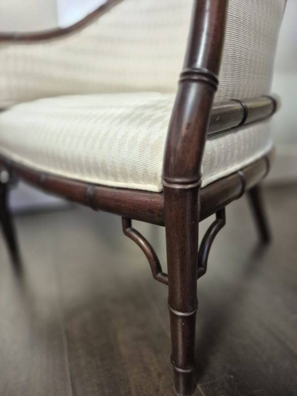 Mid 20th Century Carved Elm Faux Bamboo Pair Tub Chairs - Image 6
