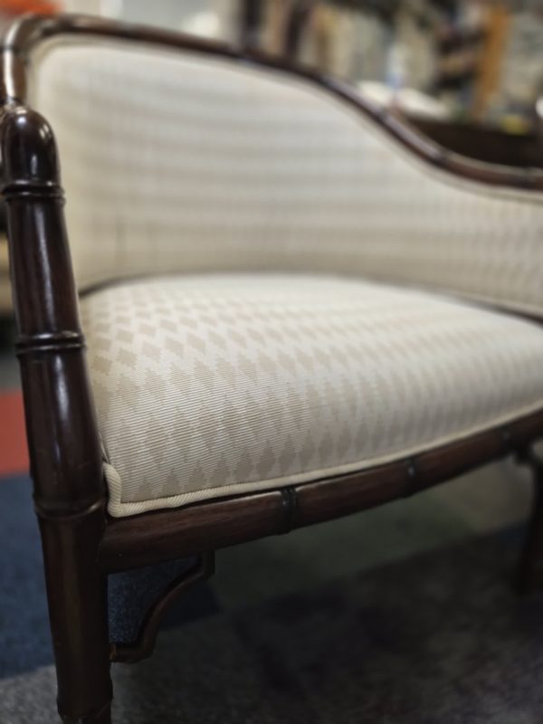 Mid 20th Century Carved Elm Faux Bamboo Pair Tub Chairs - Image 2