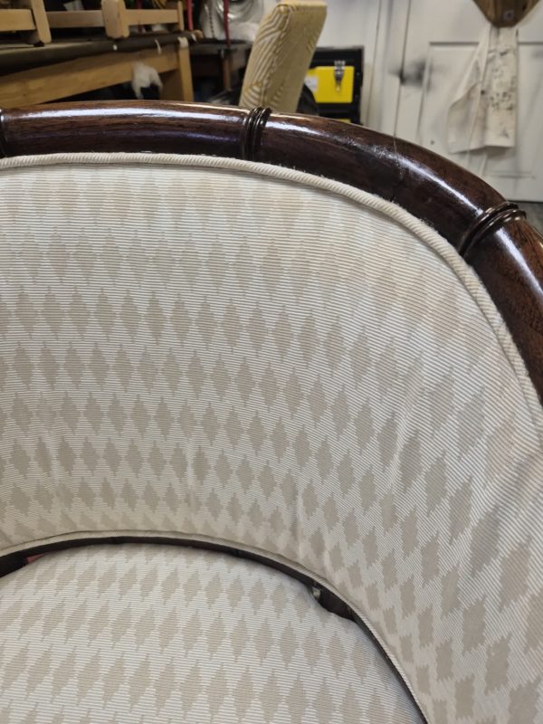 Mid 20th Century Carved Elm Faux Bamboo Pair Tub Chairs - Image 8