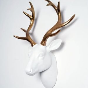 White wall mounted stag head