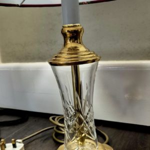 Cut glass and brass lamp with Harvest Ruby fabric shade
