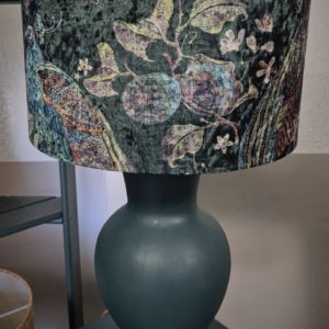 Stunning Peacock Velvet and teal painted base lamp