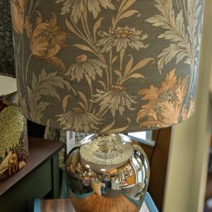 Large Mirrored base Lamp with floral shade