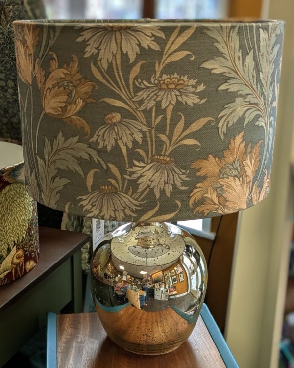 Large Mirrored base Lamp with floral shade