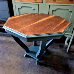 Teal and Danish Oiled Octagonal coffee Table