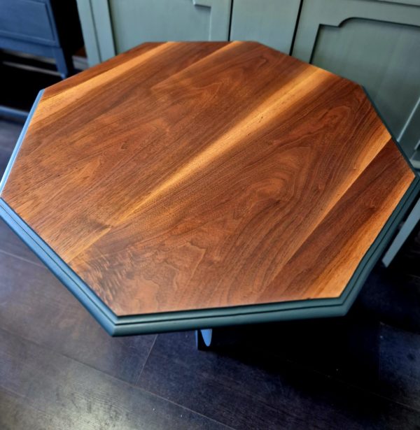 Teal and Danish Oiled Octagonal coffee Table - Image 2