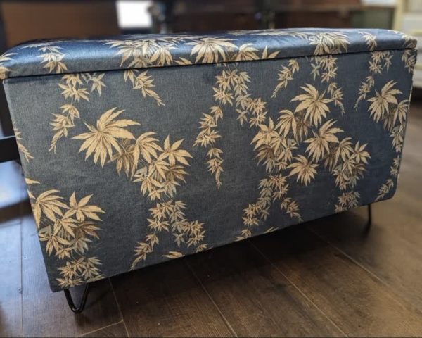Blanket Box Storage Ottoman Blue Acer Velvet - Image 2
