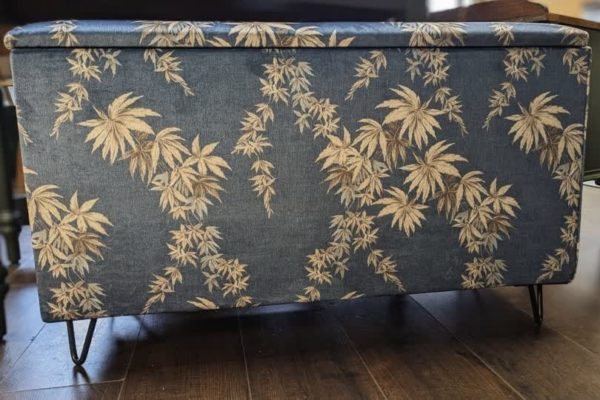 Blanket Box Storage Ottoman Blue Acer Velvet