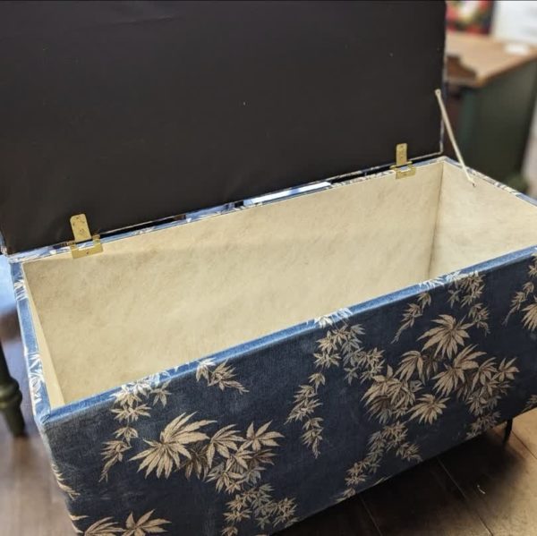 Blanket Box Storage Ottoman Blue Acer Velvet - Image 3