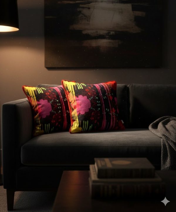 splatter cushions graffiti style bold colours