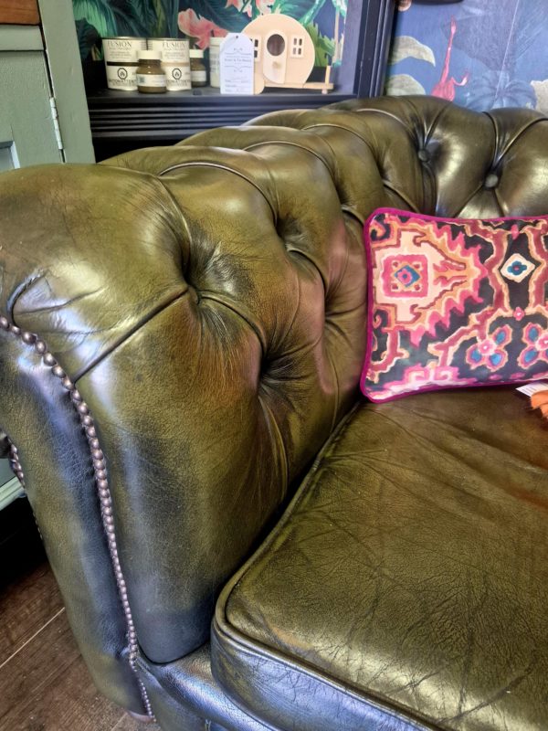 Green Leather Chesterfield Club Chair - Image 3