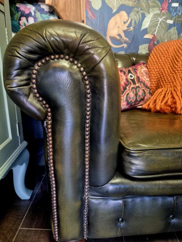 Green Leather Chesterfield Club Chair - Image 5