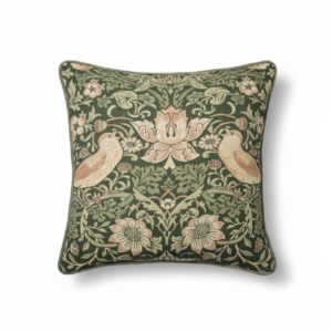 Green Strawberry Thief cushion 18"