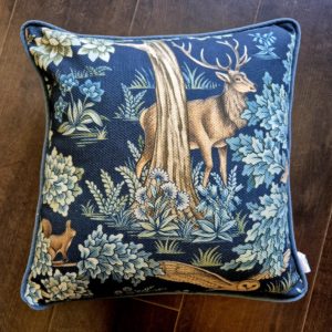 Woodland cushion with Blue velvet back