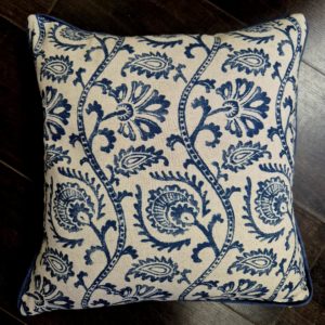 Blue iLiv cushion with velvet back and piping