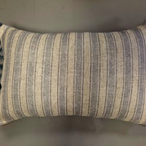 12 x 18 inch ticking stripe pom pom cushion