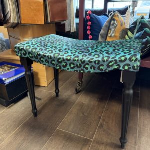 Teal leopard footstool