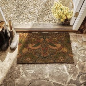 Strawberry Thief Outdoor Coir Door Mat Red 75x45cm