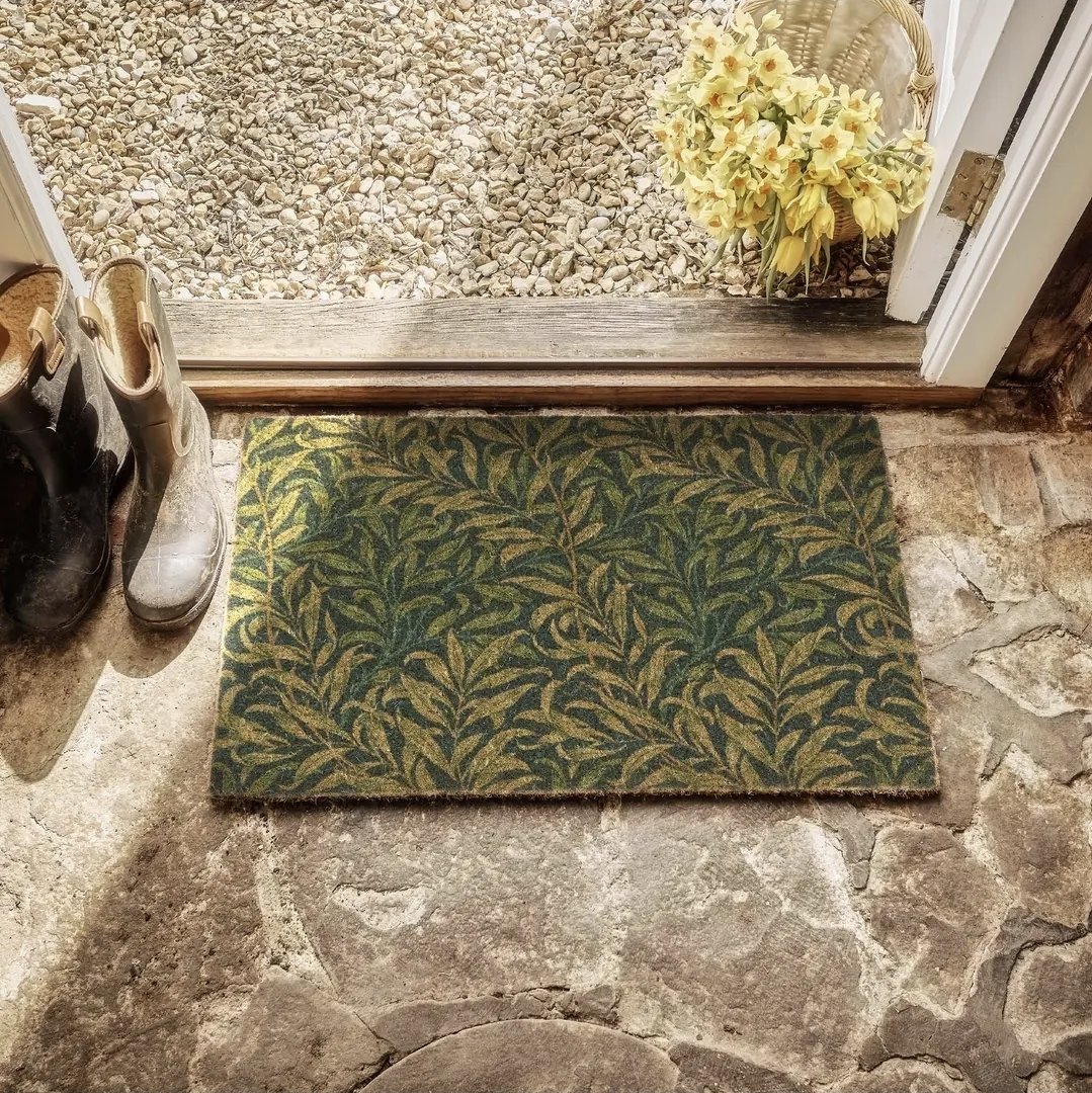 Morris & Co Green Willow Bough Doormat Coir 75x45cm