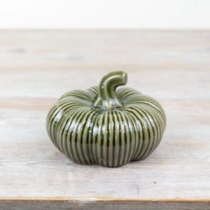 small 12cm green ceramic pumpkin