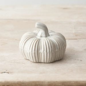 small cream ceramic pumpkin 8cm